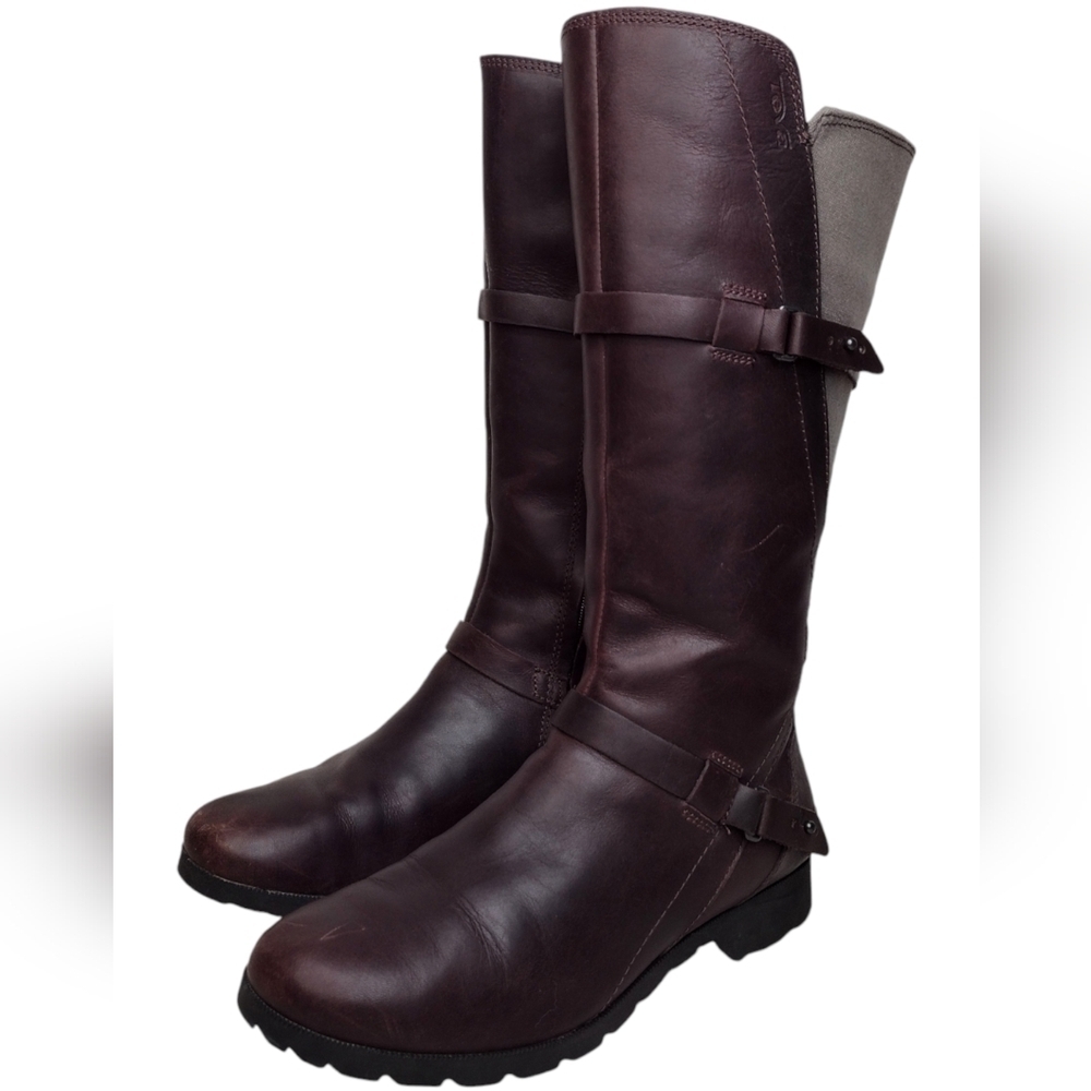 Teva Delavina Women's Waterproof Leather Side Zipper Tall Riding Boots Size 6.5